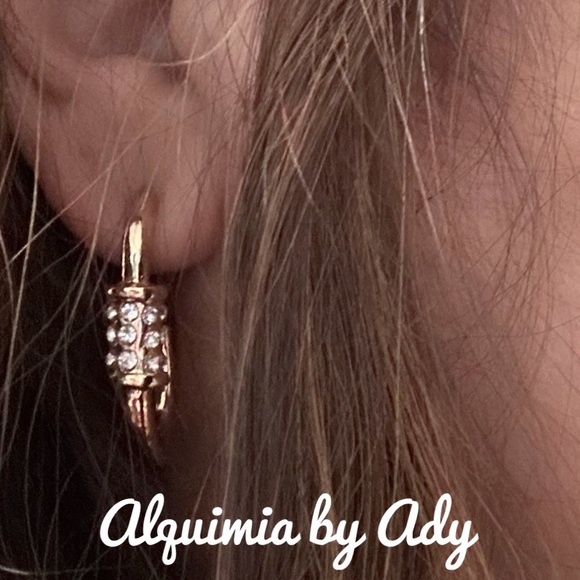 Alquimia Gold locks Drop Earrings with Sparkling Stones - Picture 1 of 1